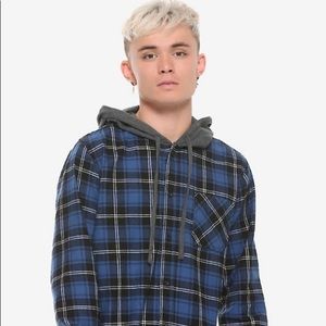 Hot Topic Flannel Button-Up Hoodie NWT Adult Large